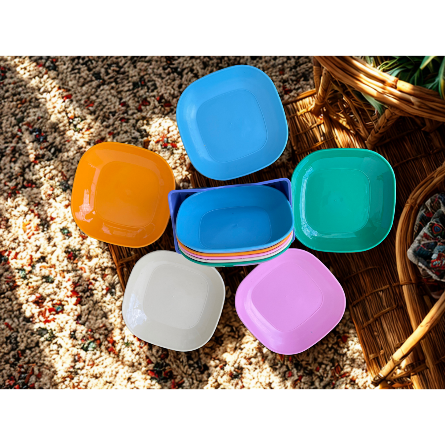 Square Dinner Plates with Holder